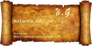 Walenta Géza névjegykártya